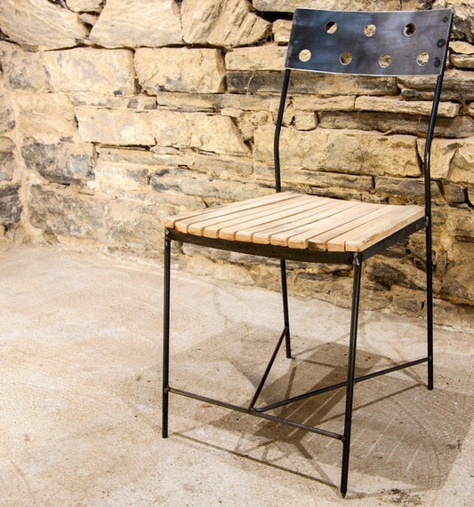 Skinny Latte - Reclaimed Wood Stool, Farmhouse Chair, Industrial Counter Height Stool, Bar Stool With Back,Metal Dining Chair