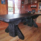 Massive Thick Plank Timber Trestle Table, Cabin Furniture, Wood Dining Table, Timber Table, Farm Table, Barn Wood Table