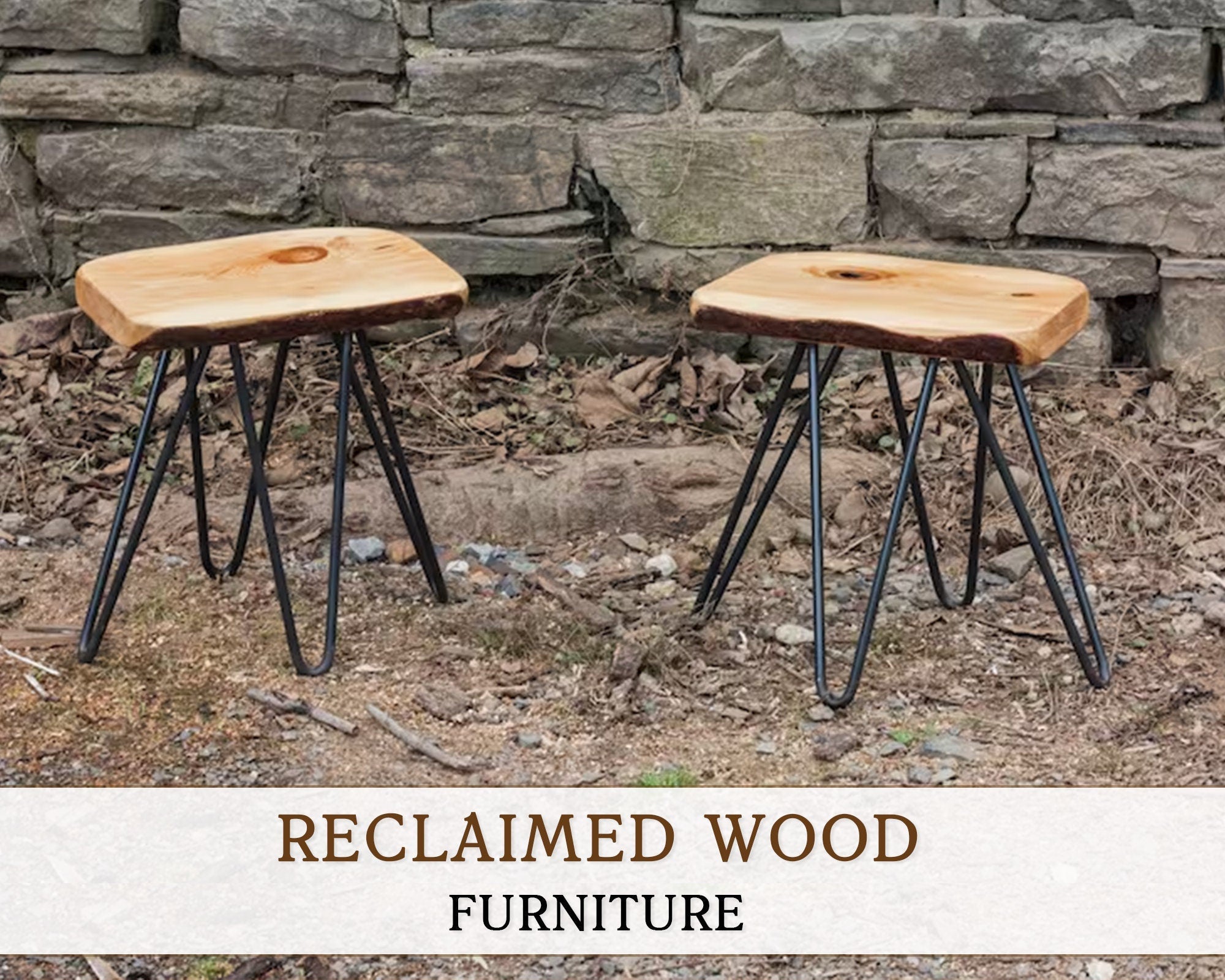 Live Edge Stool, Slab Stool, Wood Hairpin Stool, Solid Wood Stool, Han ...