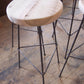 Counter Stools, Bar Stools Counter Height, Backless Bar Stools, Vintage Factory Stools, Industrial Wood Bar Stool With 3 Metal Legs, Danish