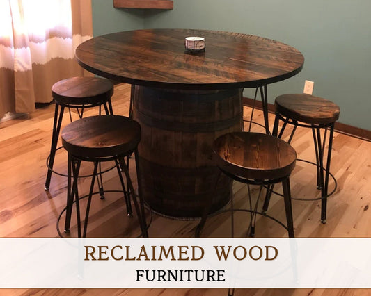 Bar stools counter height industrial - Reclaimed wood bar stool with metal legs - Vintage style tall swivel pub stools