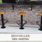 Circular Footrest Bolt Down Bar Stools, Rustic Modern Bolt Down Bar Stool, Outdoor Patio Bar Stools, Floor Mounted Metal Bar Stool