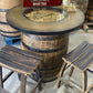 Custom made Bourbon Barrel Bistro/Pub Table Table with glass insert- Custom designed laser engraving available