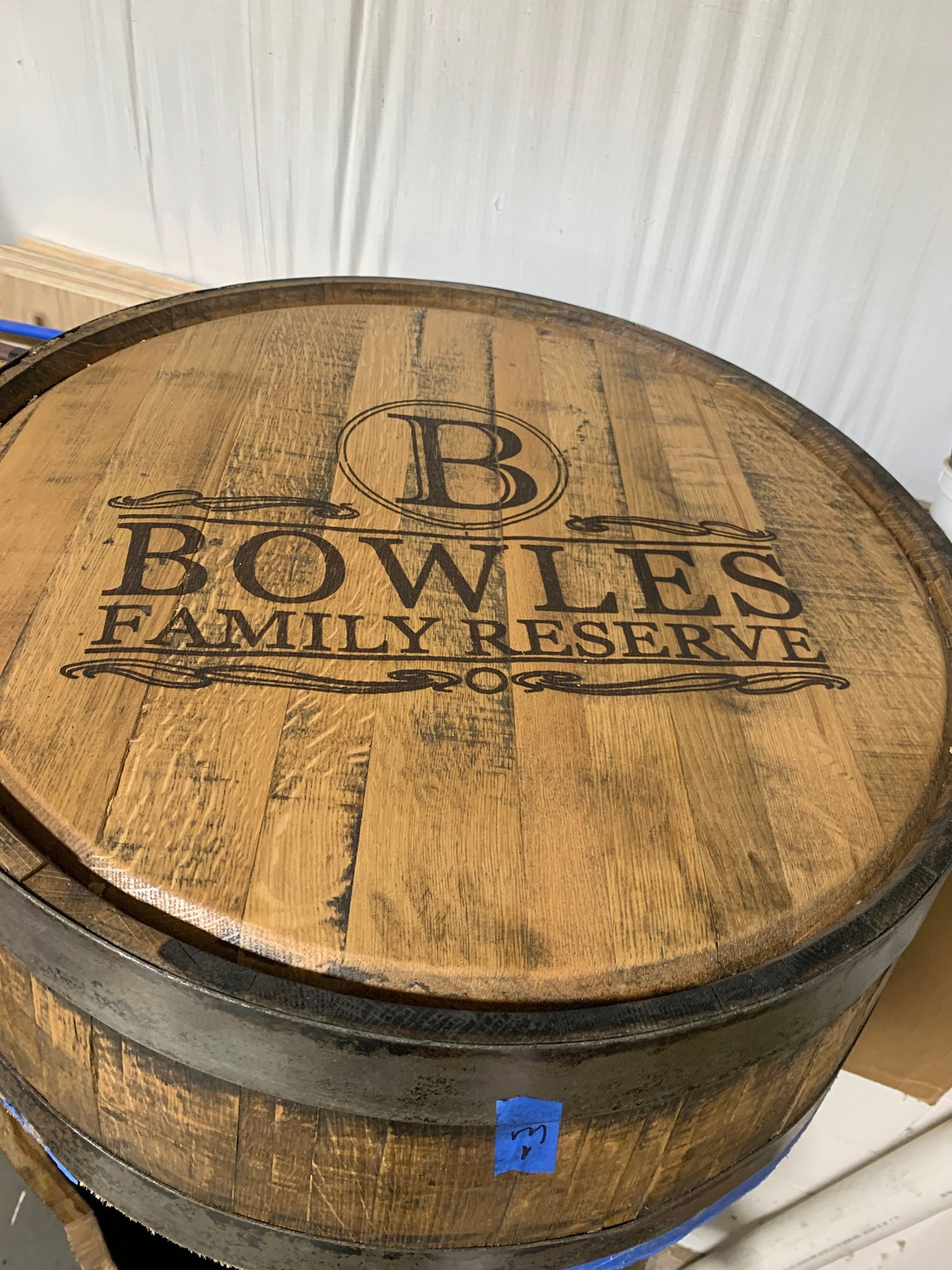 Whiskey Barrel End Table- Custom Engraving Available