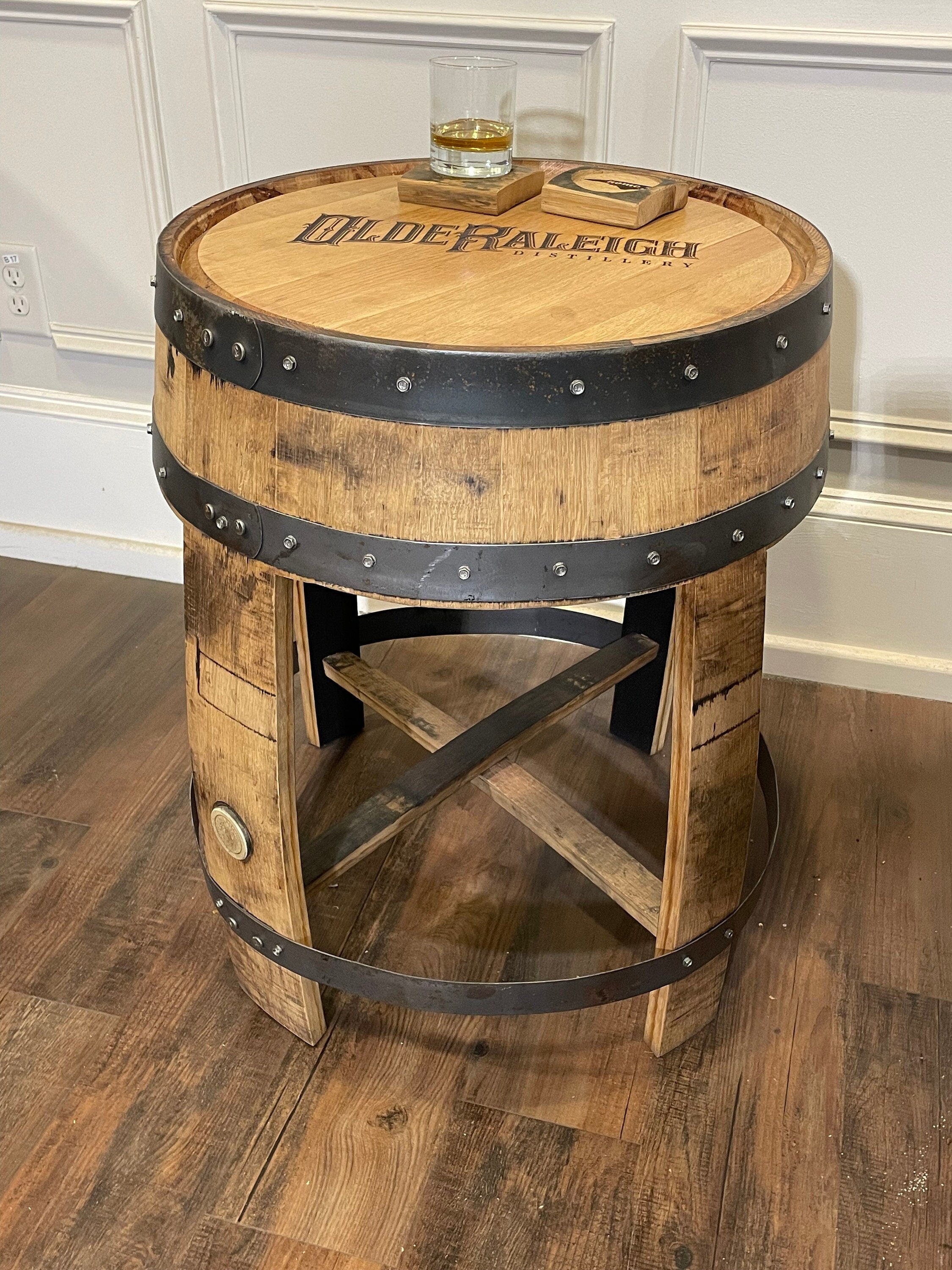 Whiskey Barrel End Table- Custom Engraving Available – The Whiskey Workshop