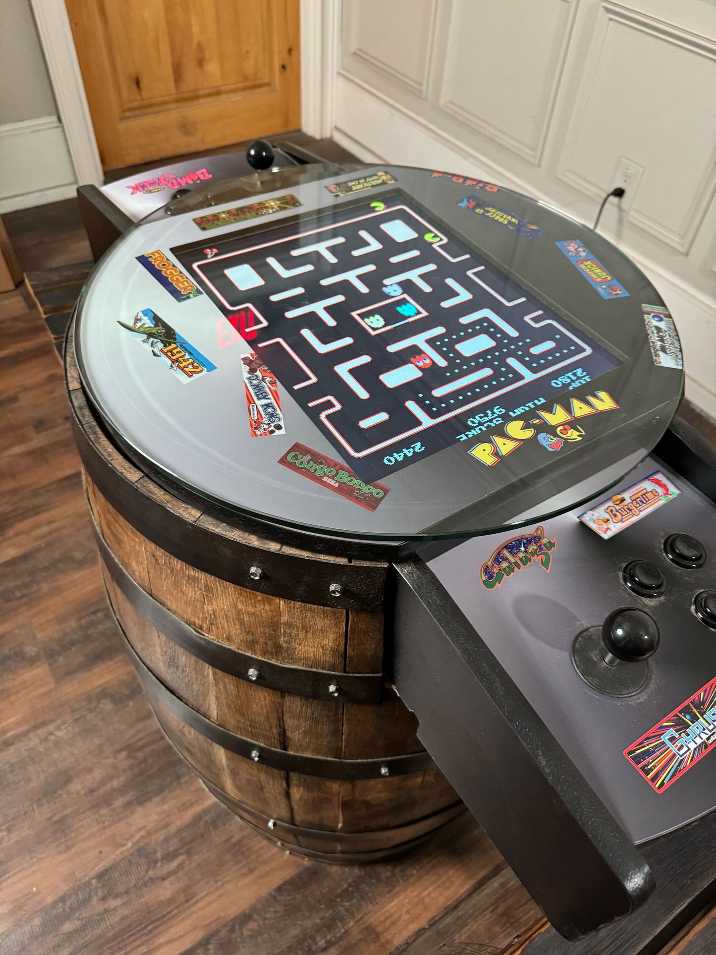 Bourbon Barrel Arcade Table- 60 Old School Games Included