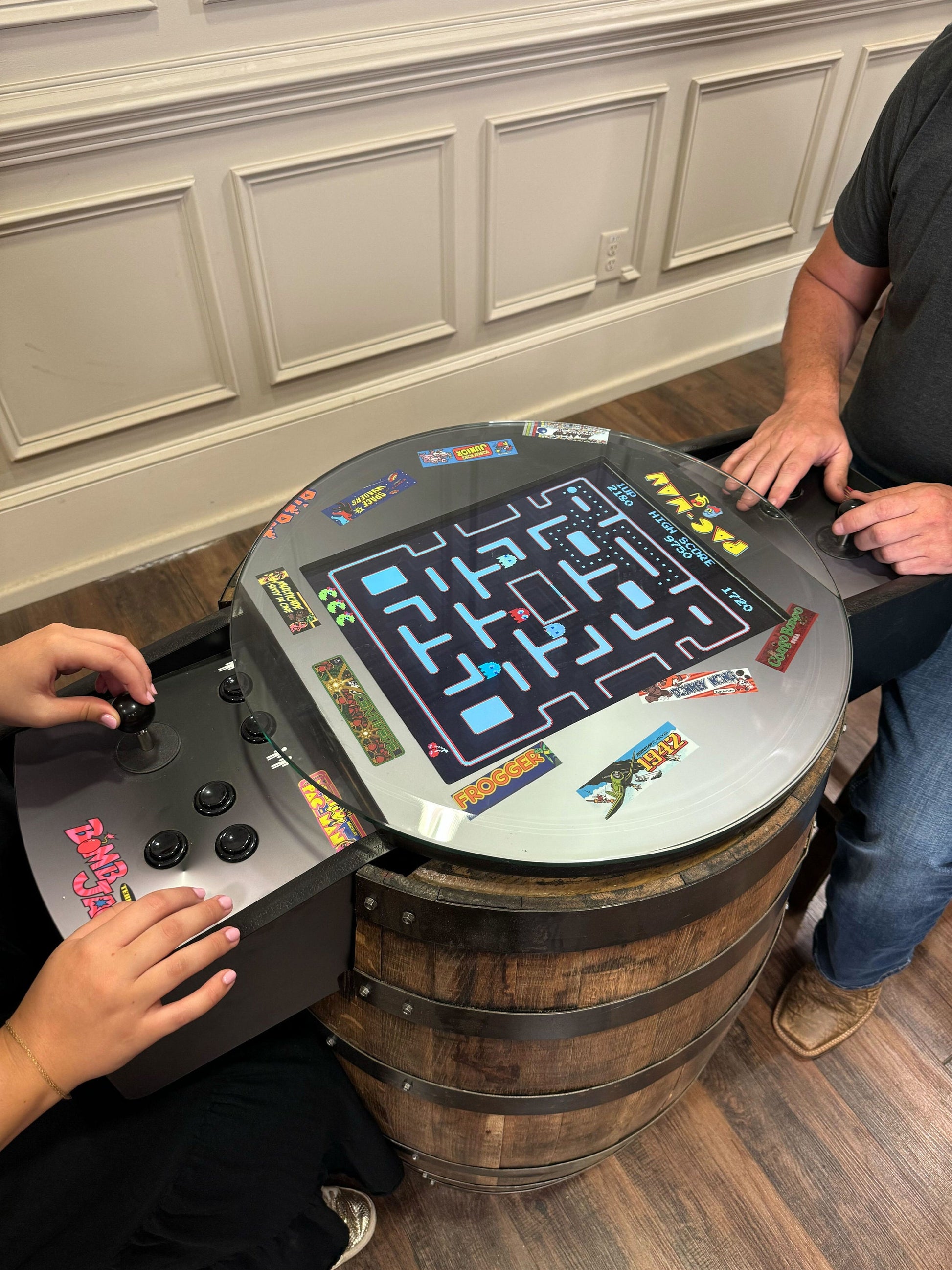 Bourbon Barrel Arcade Table- 60 Old School Games Included