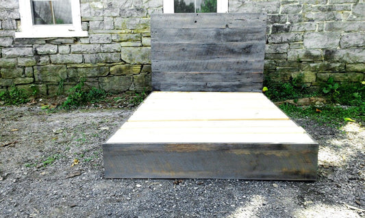 Wood Platform Bed, Barn Wood Bed, Reclaimed Wood Platform, King Platform Bed, Grey Wood Platform, Farmhouse Bed Platform