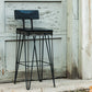 15x15 Black Counter Stool, 18-34in Height Dark Wood Barstool, Industrial Bar Height Stool, Railroad Spike Stool, Rustic Bar Stool With Back