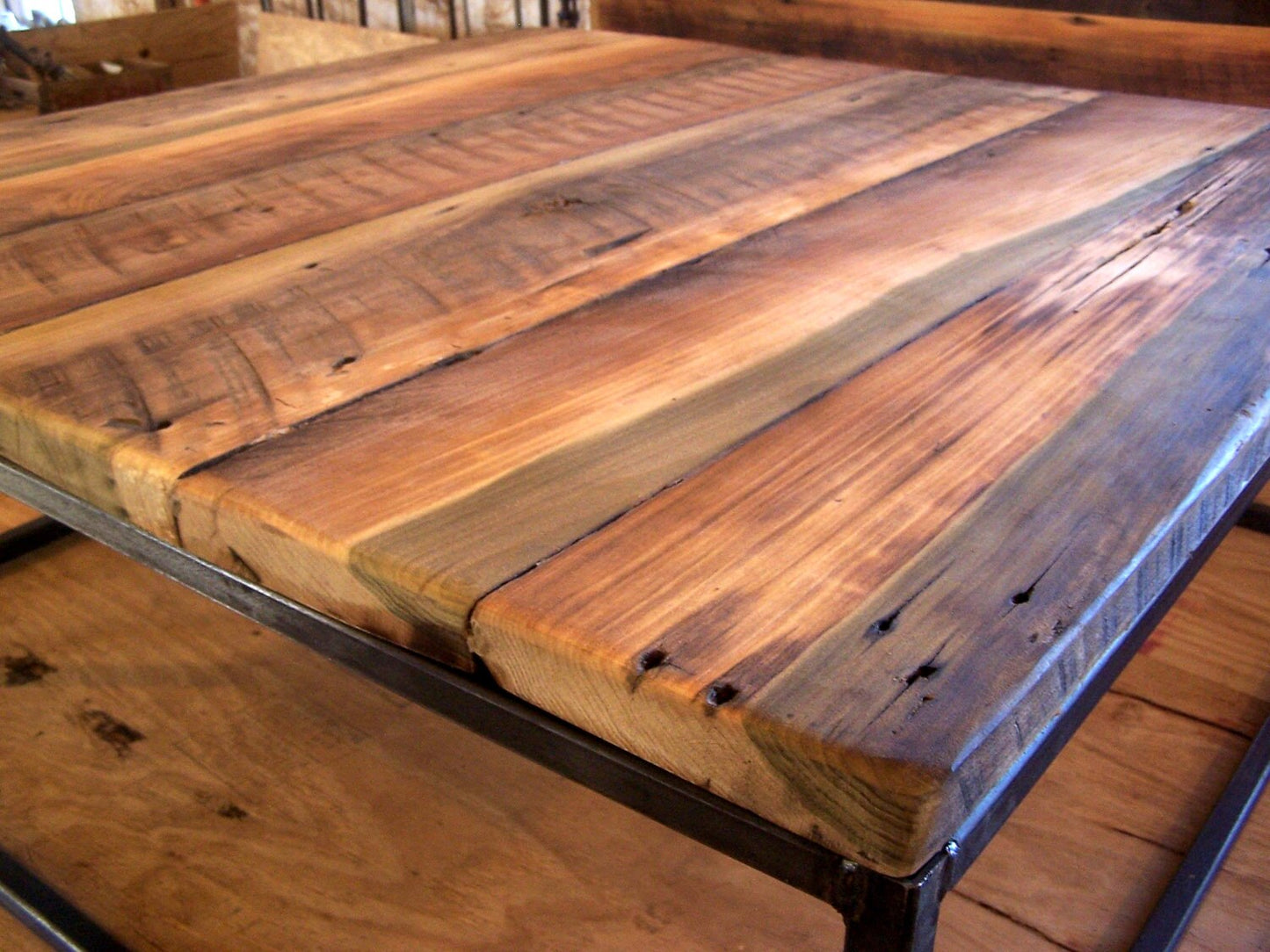 Square coffee table extra large - Wood coffee table rustic modern - Reclaimed wood coffee table - Living room furniture
