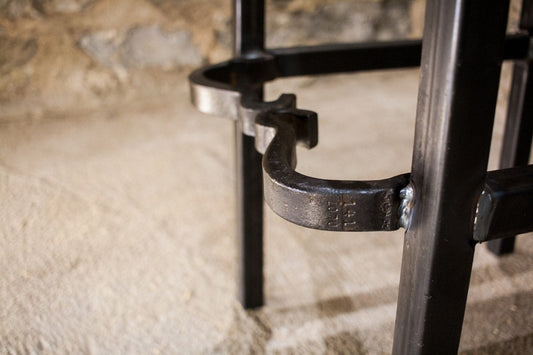 Square counter height bar stool -RIGHT PROPER - Industrial counter stools reclaimed wood - Kitchen island bar stools backless Danish modern