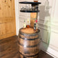 Motorized Pop Up Bourbon Barrel Cabinet. Remote control & LED lighting. Works with Alexa and Google Home. Custom engraving available.