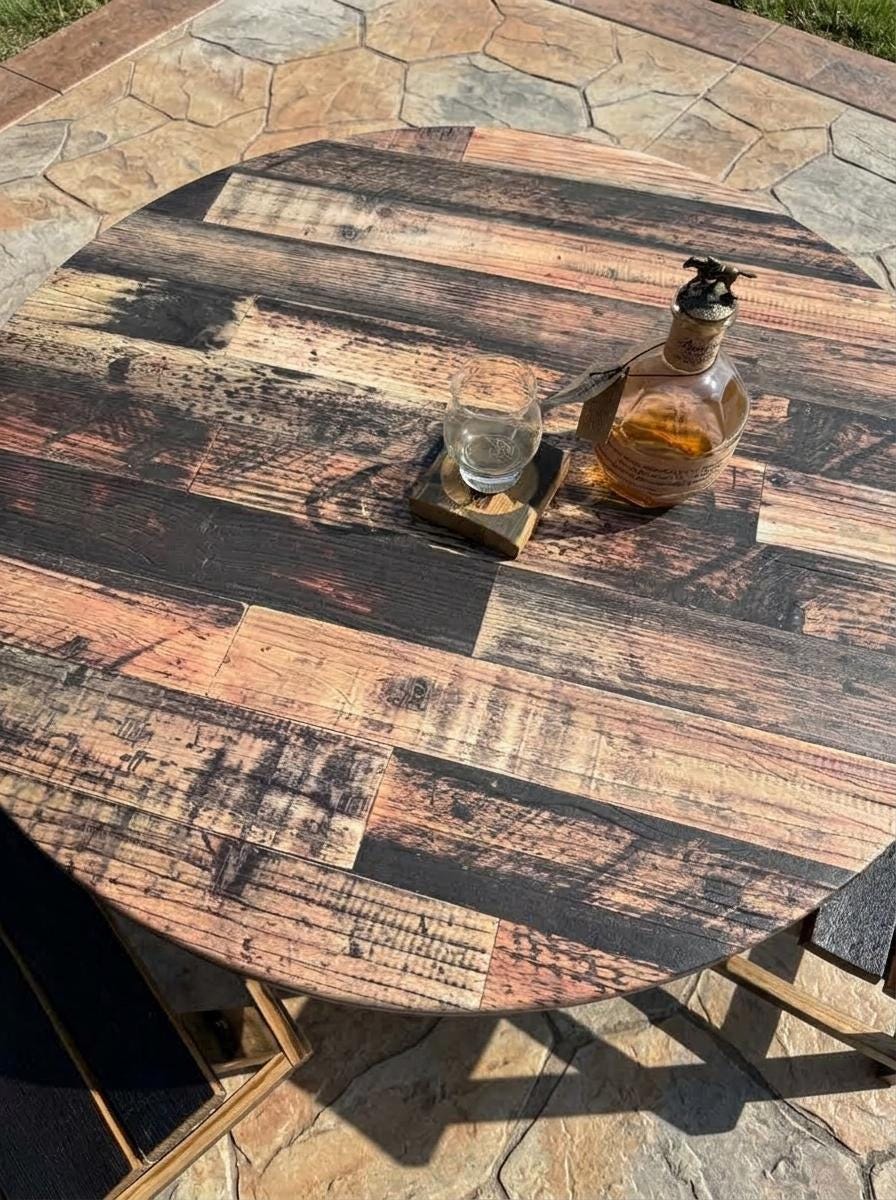 Outdoor Bourbon Barrel Bistro/Patio Table with optional stools