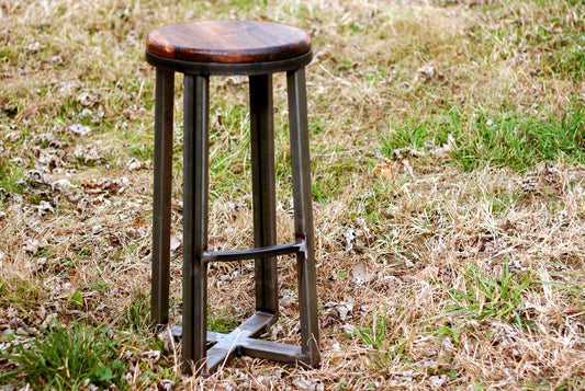 THE SEATTLE- Counter stool modern with industrial design - Backless bar stool counter height - Reclaimed wood counter stool