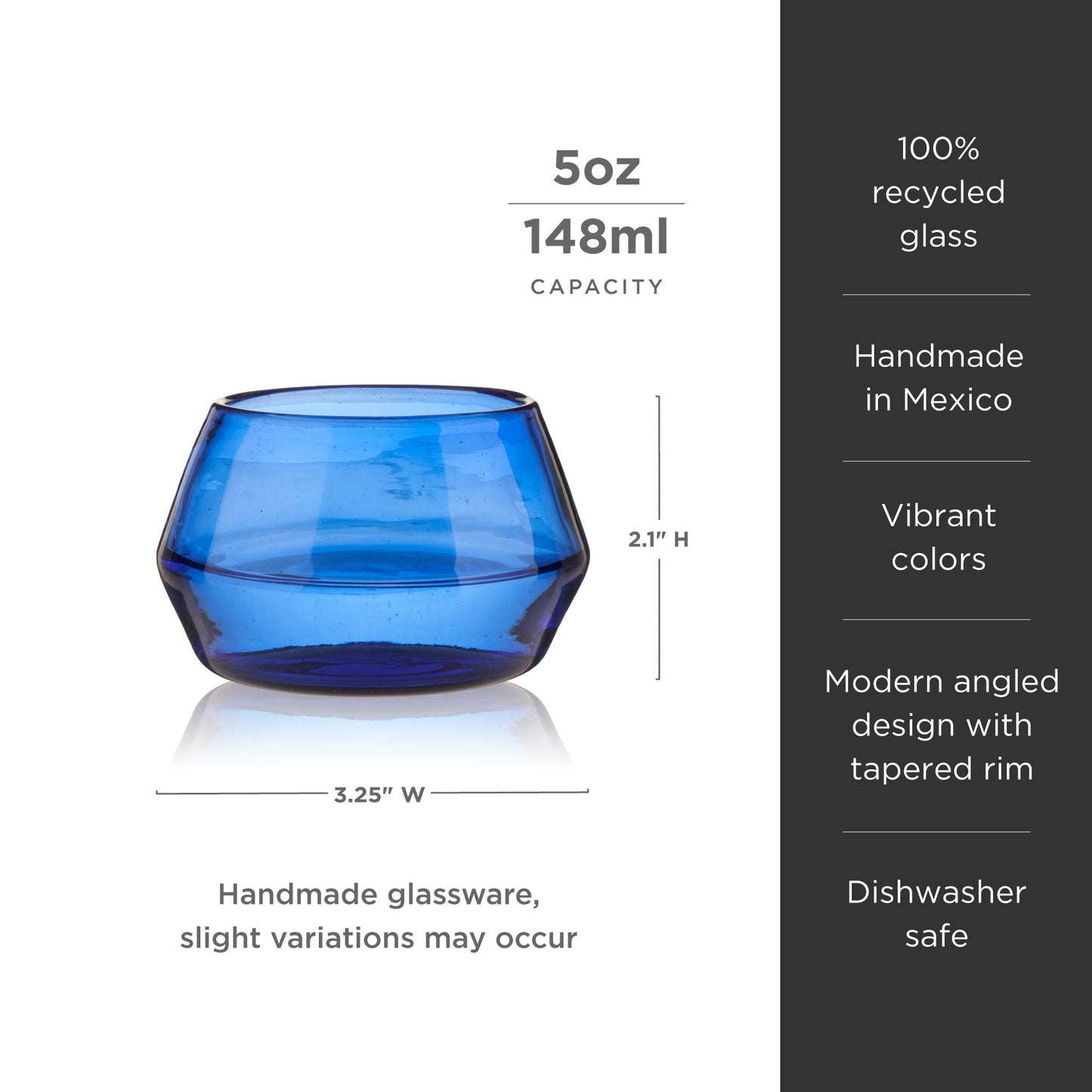 Tequila Copita Glass in Cobalt