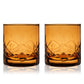Admiral Crystal Rocks Glasses in Amber Set of 2