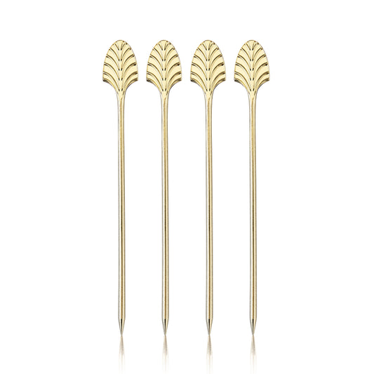 Art Deco Cocktail Picks in Gold Set of 4