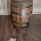 Motorized Pop Up Bourbon Barrel Cabinet.  Remote control & LED lighting.  Works with Alexa and Google Home. Custom engraving available.