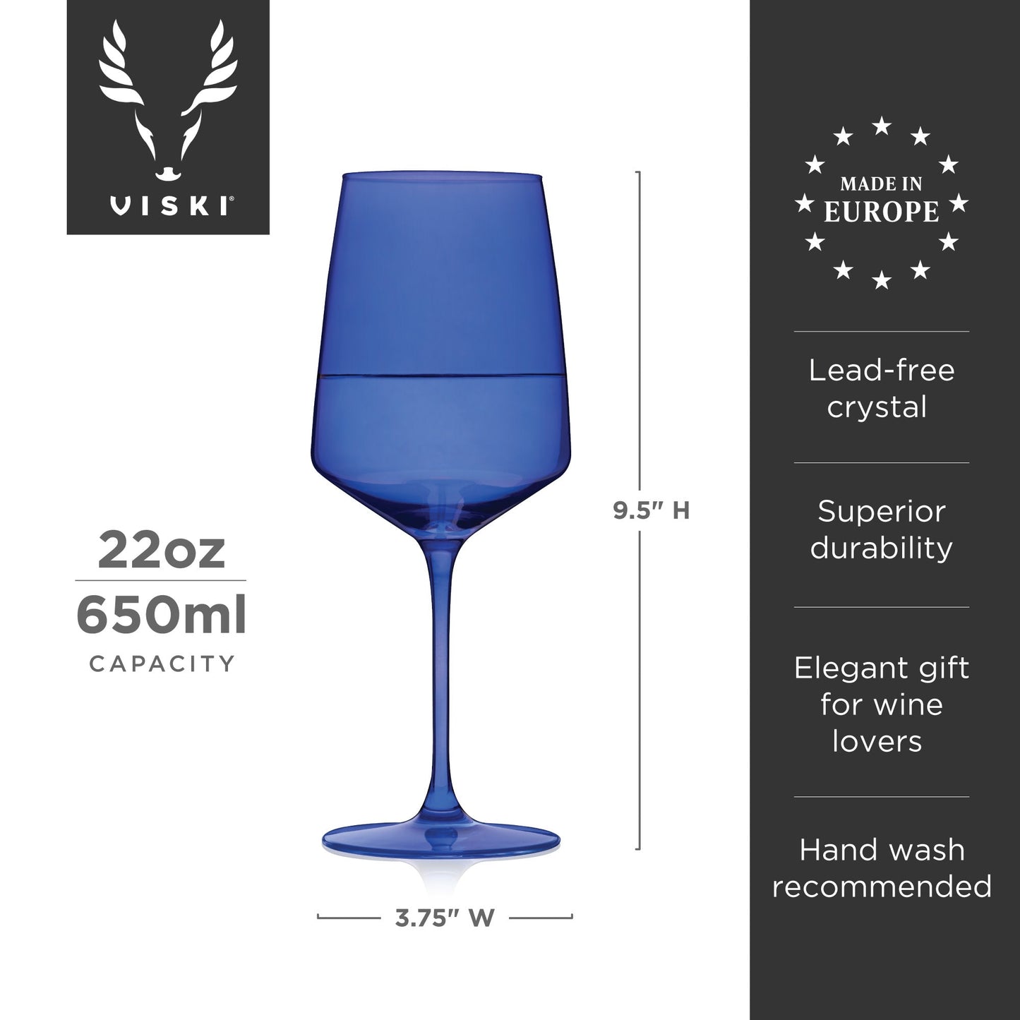 Reserve Nouveau Crystal Wine Glasses in Seaside Set of 4