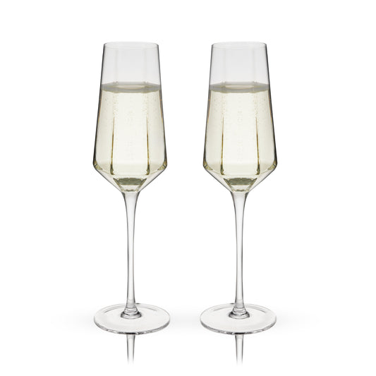 Seneca Diamond Crystal Champagne Flutes Set of 2
