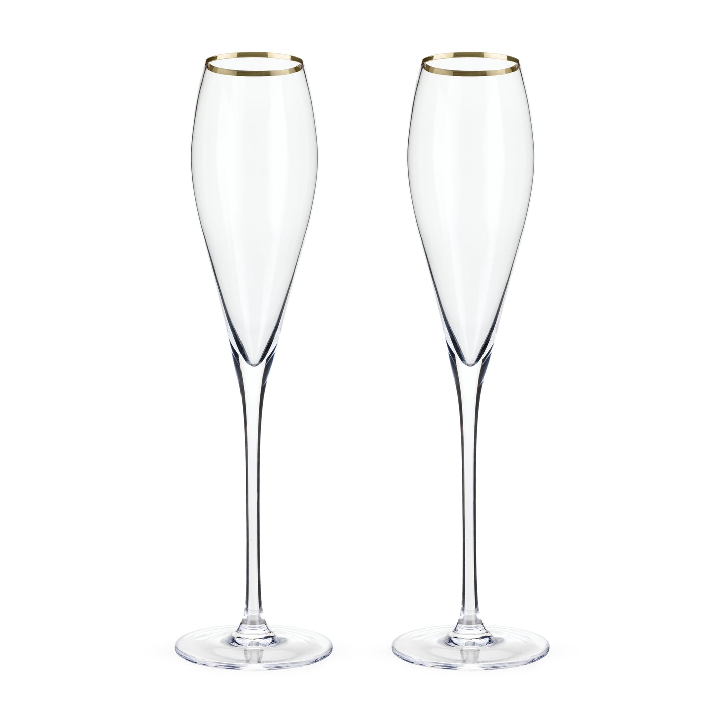 Gold-Rimmed Crystal Champagne Flutes Set of 2