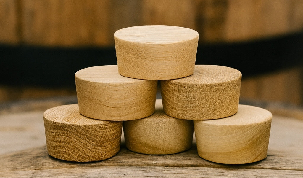 Premium American White Oak Barrel Bungs - 10 Pack | Tapered Hardwood Stopper for Wine & Whiskey Aging | Precision Fit