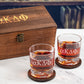 Alpha Kappa Delta Phi Custom Engraved Personalized Whiskey Glasses In Wood Gift Box
