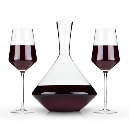 Raye Angled Crystal Bordeaux Decanter & Wine Glass Set