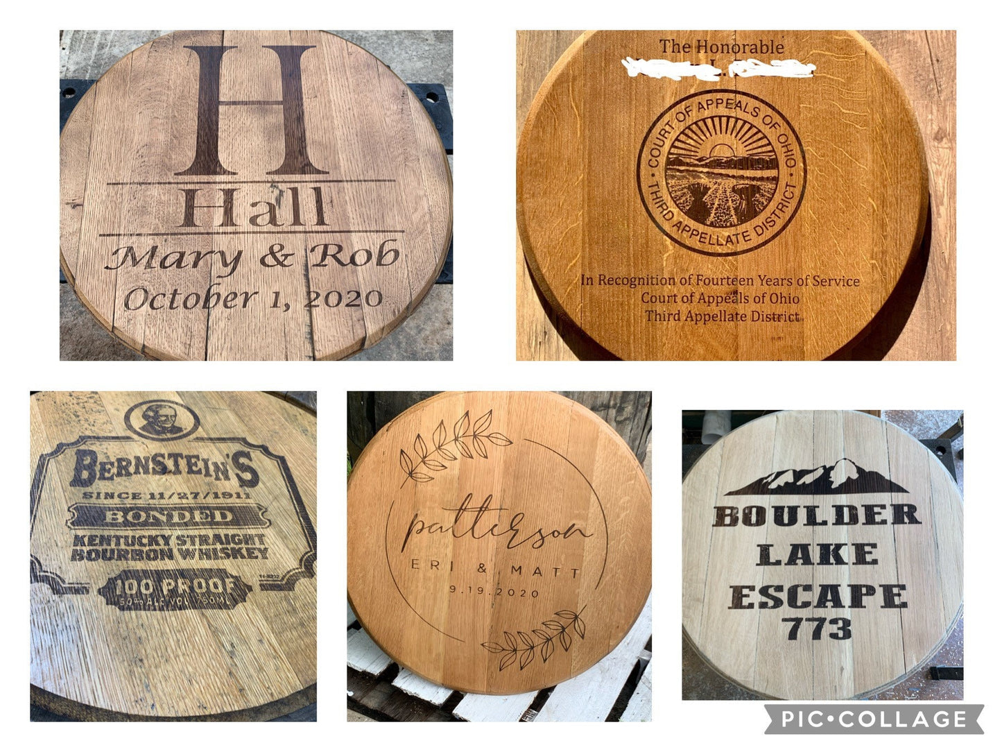 Custom engraved bourbon barrel head sign- Custom design work!