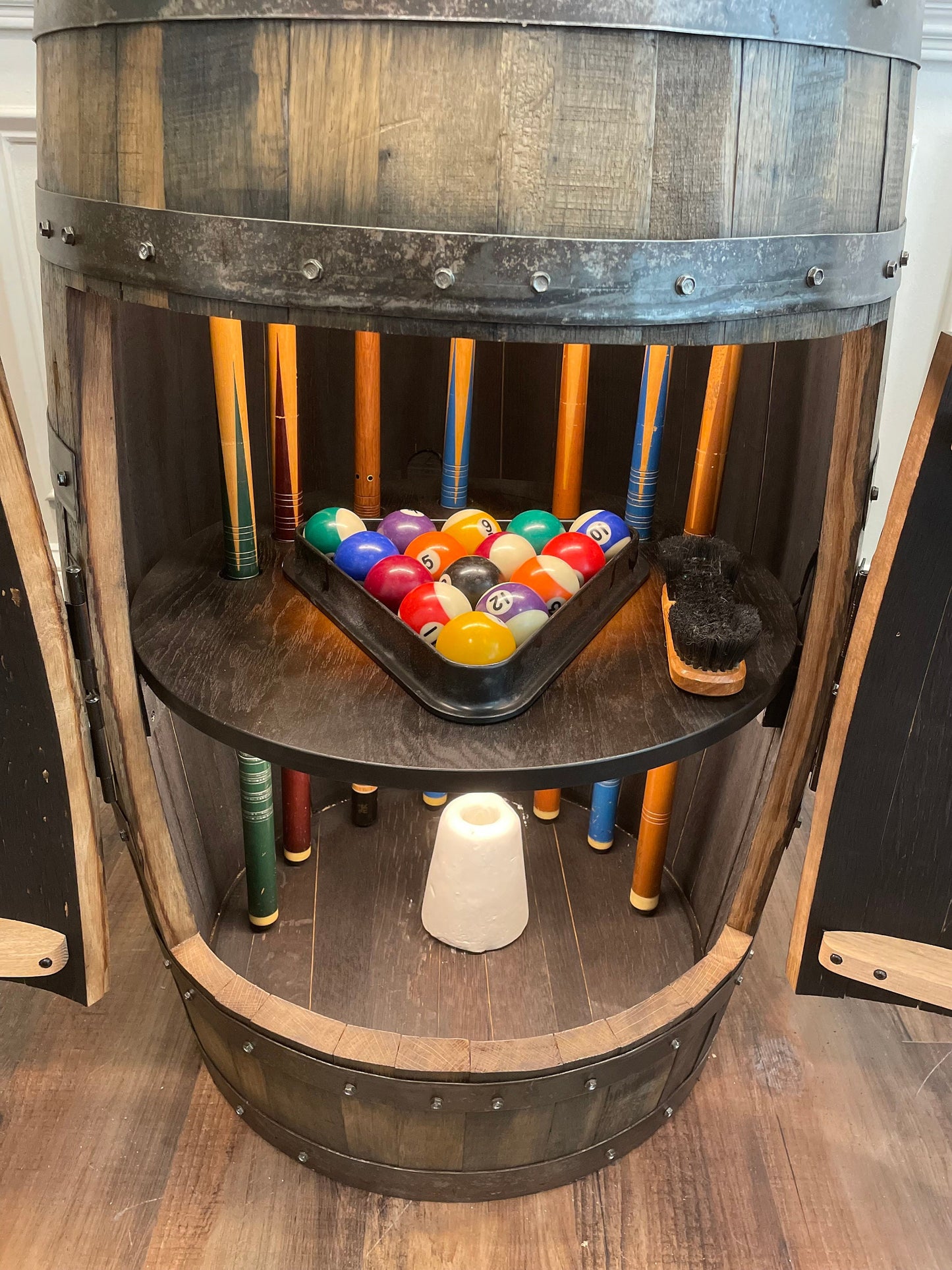 Whiskey Barrel Pool/Billiards Cabinet