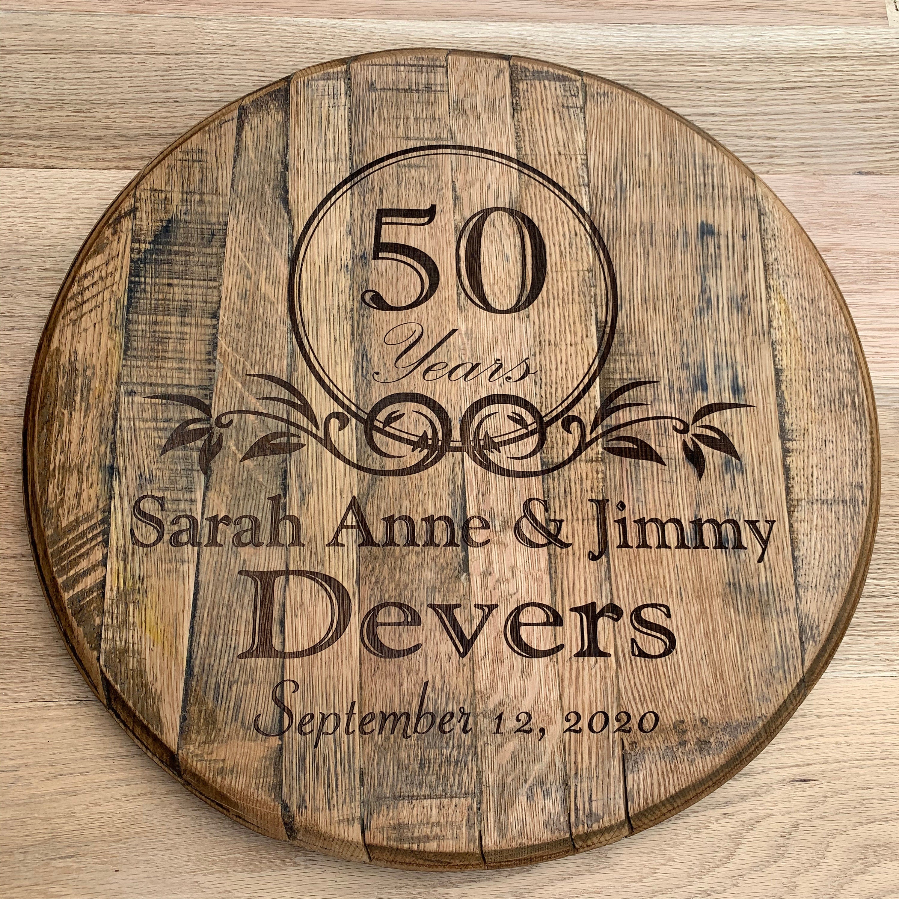 Wedding or Anniversary Custom newest Carved Wine Barrel Sign