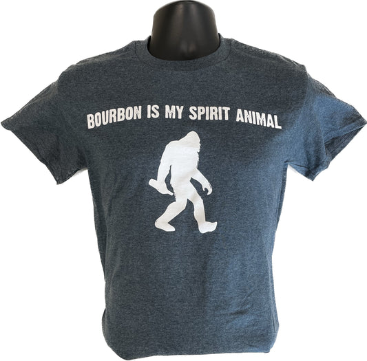 Bourbon is my spirit animal Sasquatch T shirt- Unisex- Dark Heather
